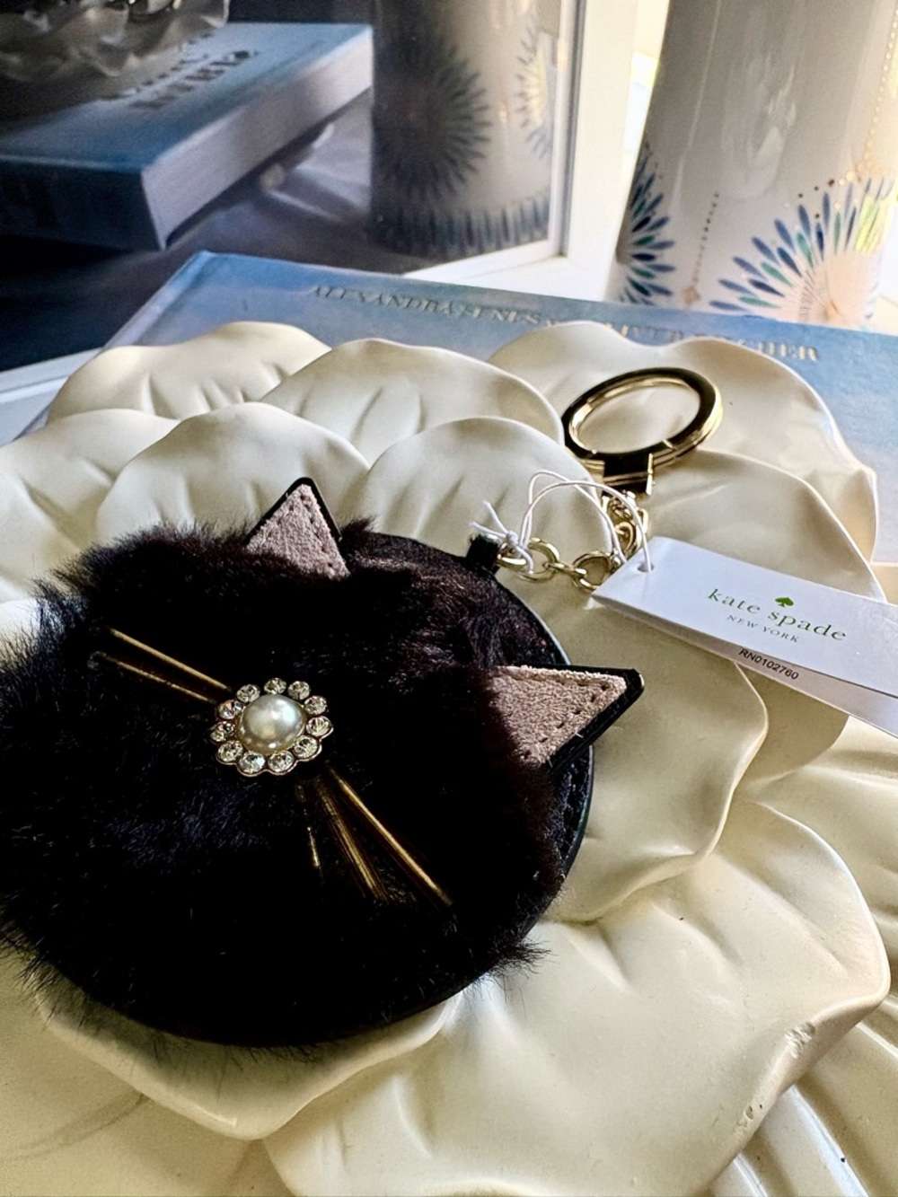 kate spade Kitty Key Chain with Gold Hardware - Picture 2 of 5